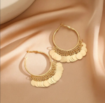 Bohemian Style Geometric Round Drop Hoop Earrings - Image 5