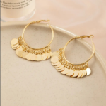 Bohemian Style Geometric Round Drop Hoop Earrings - Image 3