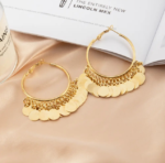 Bohemian Style Geometric Round Drop Hoop Earrings