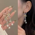 Bow & Pearl Tassel Drop Earrings