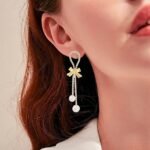 Bow & Pearl Tassel Drop Earrings - Image 5