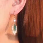 Green Rhinestone Leaf Drop Earrings - Image 4