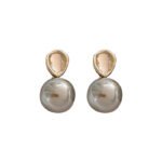 Minimal Rose Gold Shade Pearl Earrings - Image 2