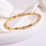 Premium Anti-Tarnish Bamboo Bangle Bracelet - Image 6