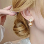 Minimal Rose Gold Shade Pearl Earrings - Image 3