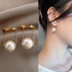 Pearl Ball Hanging Earrings - Image 2