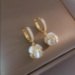 Opal Ball Drop Huggie Earrings - Image 2