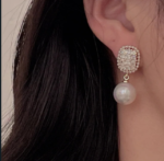 Crystal & Pearl Studded Pearl Drop Earrings - Image 2
