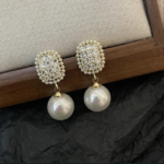 Crystal & Pearl Studded Pearl Drop Earrings