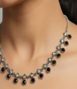 Elegant Black Zircon Silver Necklace - Image 2