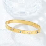 Multi-Color Zircon Evil Eyes Style Bangle - Image 2