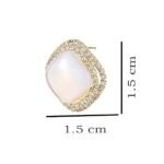 Elegant Square Opalite Stud Earrings with Double Pave Crystal Halo - Image 5
