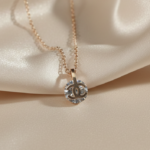 Rose Gold Plated Stainless Steel Pave Circle Pendant