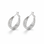 925 Silver Intertwined Rope Hoop Earrings - Image 2