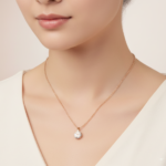 Rose Gold Plated Stainless Steel Pave Circle Pendant - Image 2