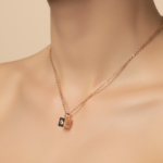 Rose Gold Plated Stainless Steel Cube Pendant Necklace - Image 2