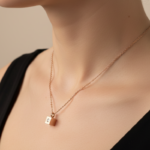 Rose Gold Plated Stainless Steel Cube Pendant Necklace - Image 3