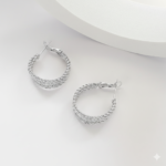 925 Silver Intertwined Rope Hoop Earrings - Image 3
