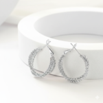 925 Silver Intertwined Rope Hoop Earrings