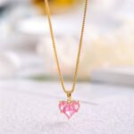 Anti-Tarnish Pink Heart Pendant Necklace