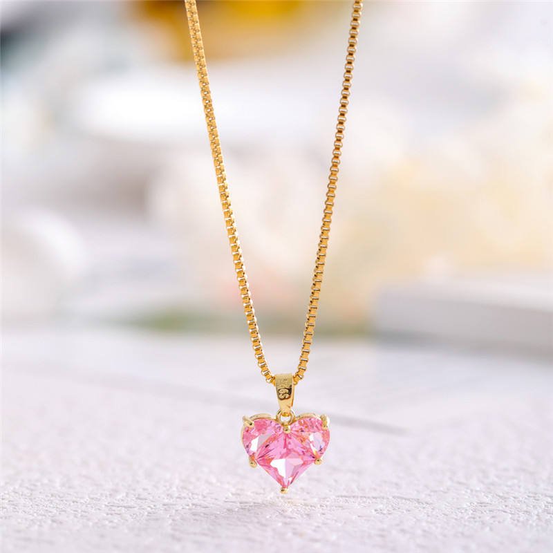 H54248a7f8f414888b6e7dc09bdb127a5s Anti-Tarnish Pink Heart Pendant Necklace - Image 1