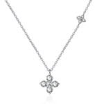 925 Silver Zircon Four-Leaf Clover & Leaf Necklace - Image 5