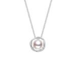 Elegant 925 Sterling Silver Circle Halo Pearl Necklace - Image 3