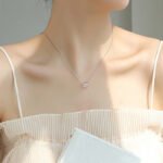 925 Silver Iridescent Zircon Cube Pendant Necklace - Image 2