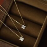 925 Silver Flower/Clover Necklace with American Diamonds - Image 3