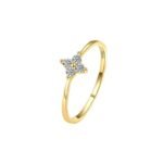 Gold Plated 925 Silver Zircon Four-Leaf Clover Ring - Image 4