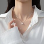 Elegant 925 Sterling Silver Circle Halo Pearl Necklace - Image 4