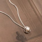Elegant 925 Sterling Silver Circle Halo Pearl Necklace - Image 2