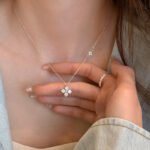 925 Silver Zircon Four-Leaf Clover & Leaf Necklace - Image 3