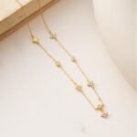 Dainty 925 Sterling Silver Four-Leaf Clover Necklace with Pave Zircon Crystals - Image 3