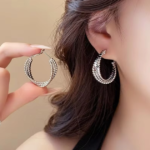 925 Silver Intertwined Rope Hoop Earrings - Image 4