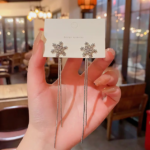 925 Silver Snowflake Tassel Earrings - Image 5