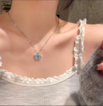 Blue Crystal Butterfly Layered Necklace - Image 4