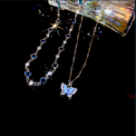 Blue Crystal Butterfly Layered Necklace - Image 6