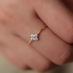 Gold Plated 925 Silver Zircon Four-Leaf Clover Ring