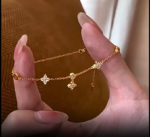 Gold Plated 925 Silver Four-Leaf Clover Bracelet - Image 4