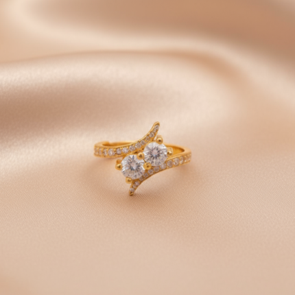 Layered Stackable Statement Ring 925 Sterling Silver Gold Plated