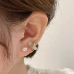 Enchanting Leaf & Pearl Anti-Tarnish Ear Climbers