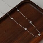 925 Sterling Silver Four-Leaf Clover Necklace with Zircon Crystals - Image 3