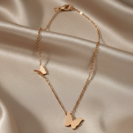 Rose Gold Plated Stainless Steel Butterfly Charm Necklace