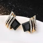 Noir Crystal Square Stud - Image 3