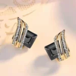 Noir Crystal Square Stud - Image 4