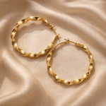 Twisted Gold Hoop Earrings - Image 4