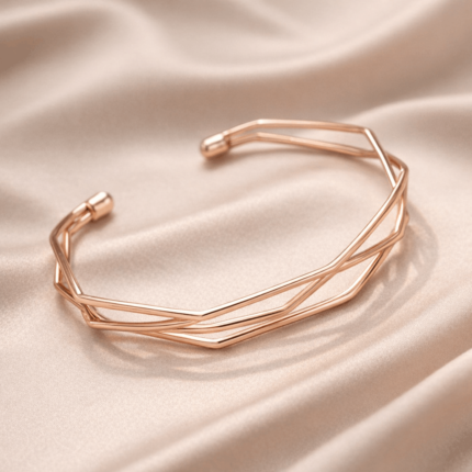 The Geo-Luxe Rose Gold Infinite Bangle