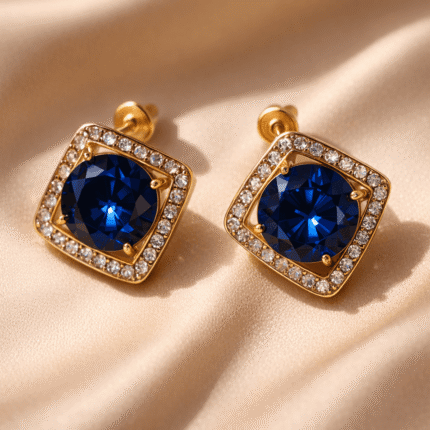 Midnight Sapphire Halo Studs