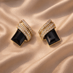 Noir Crystal Square Stud